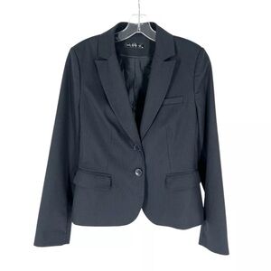 Hallhuber Blazer Womens Size 6 Navy Micro-Pinstripe Notch Lapel 2 Button Jacket